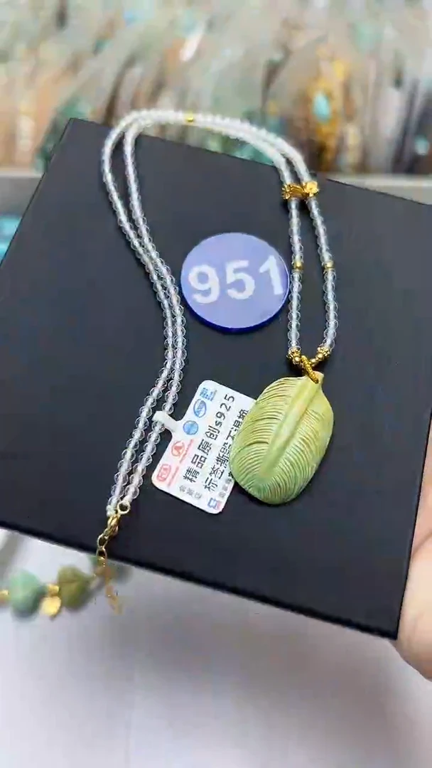 绿松石银S925镶嵌项链951