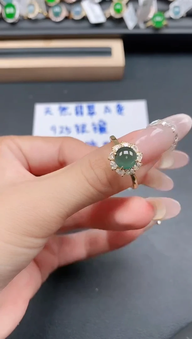 银S925镶嵌戒指翡翠11