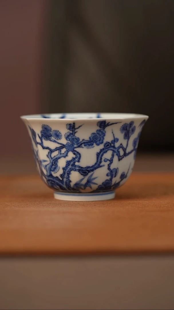 陶瓷又见春风松竹梅八方杯