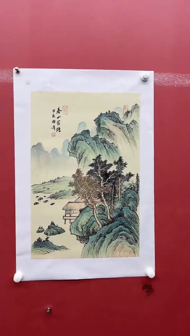 国画梅清-2.7平尺-山水-蓝袍