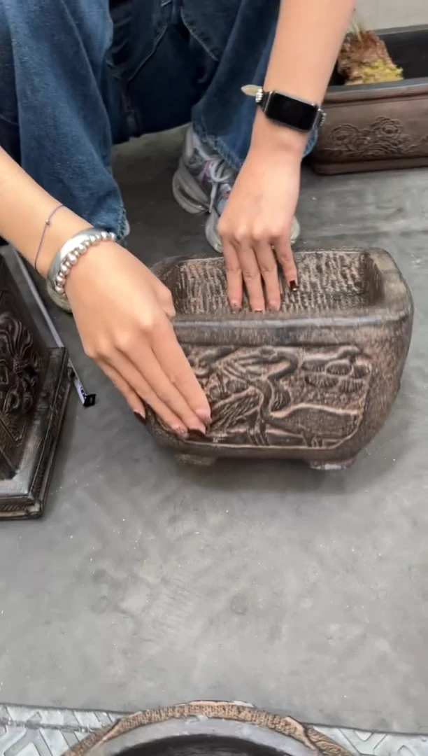 陶土【火山泥】松鹤盆