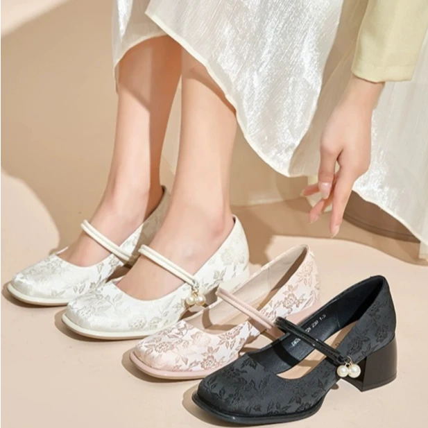 DUSTO/大东新中式女款鞋女鞋2025秋季新款爆款浅口中跟单鞋女0072