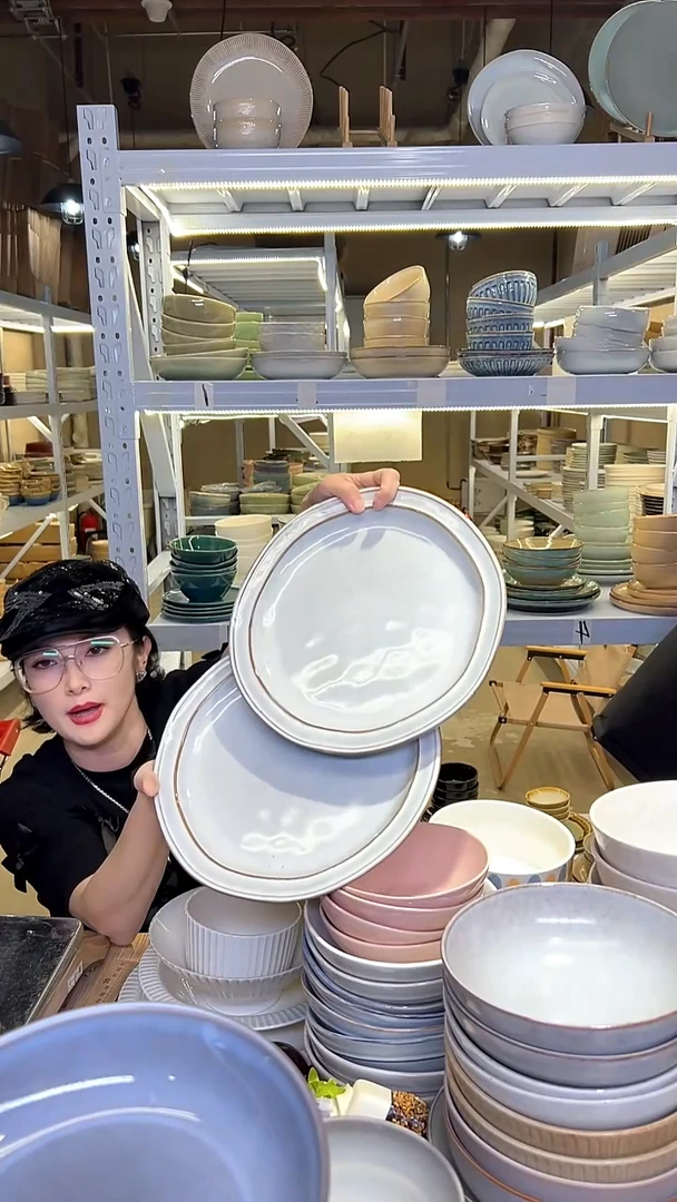 瓷340外贸尾货高温釉下彩陶瓷餐具默认微瑕