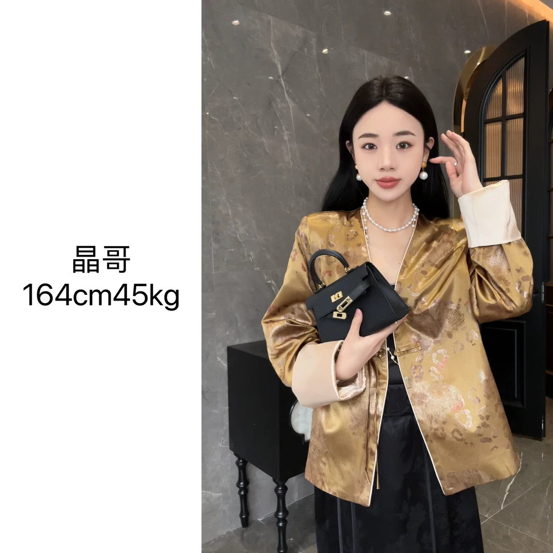 现货春季新款【明月时光】新中式休闲百搭气质国风醋酸外套