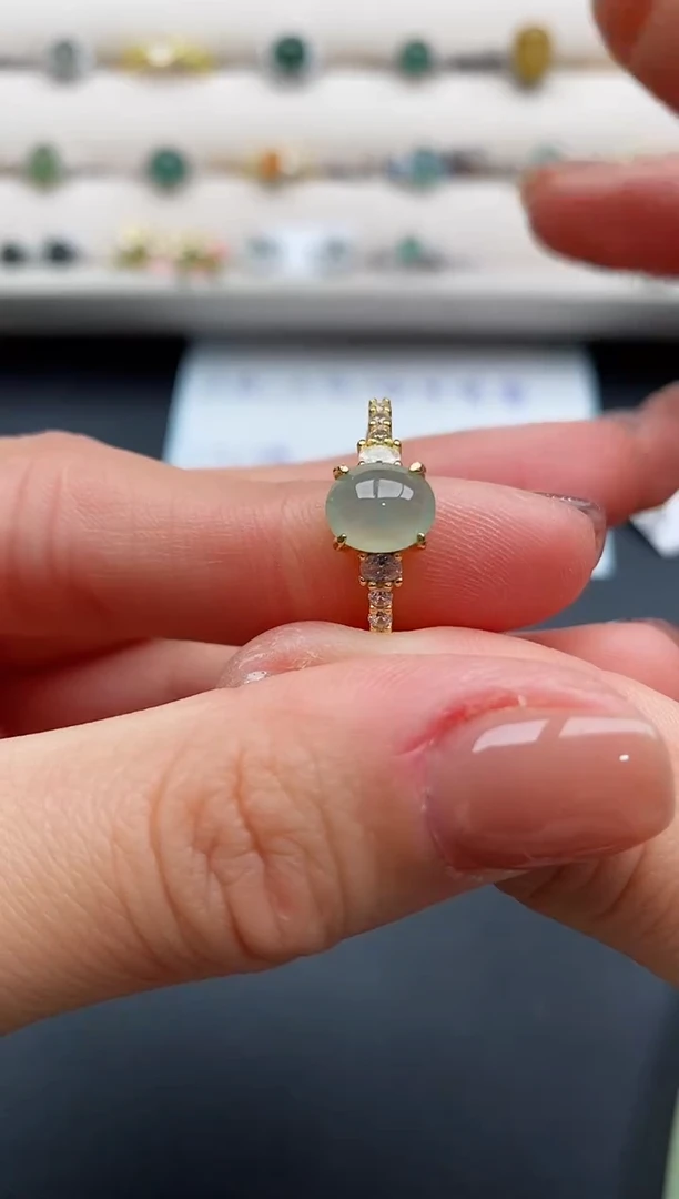 银S925镶嵌戒指翡翠777777+3