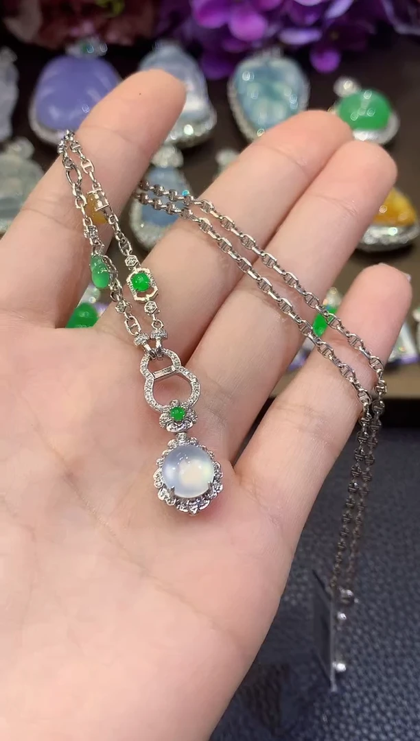 项链18K金镶嵌翡翠A79 多样性发一件