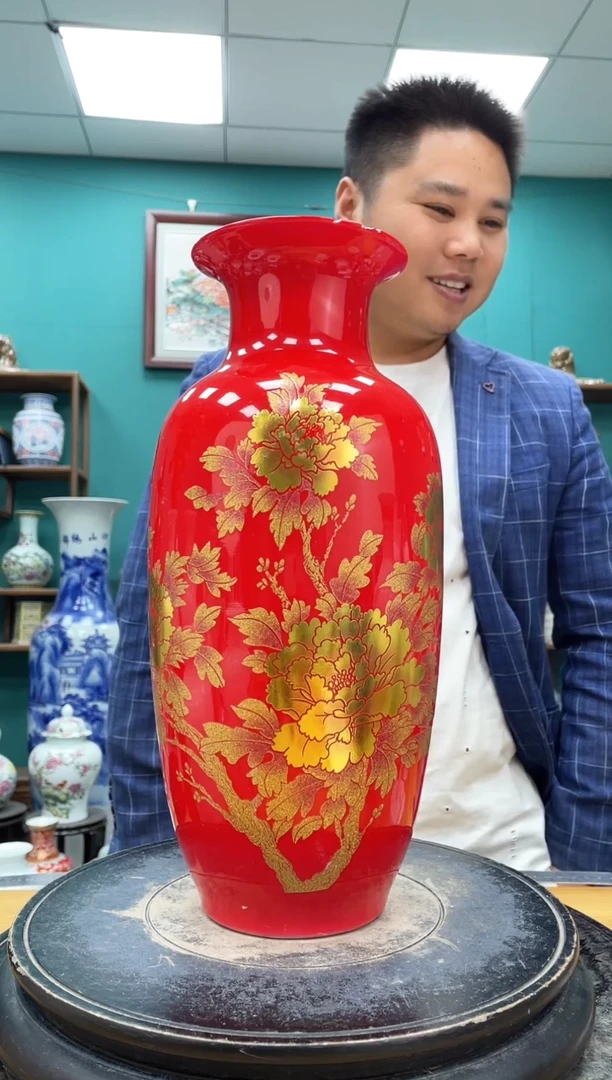 摆件红冬瓜陶瓷摆件