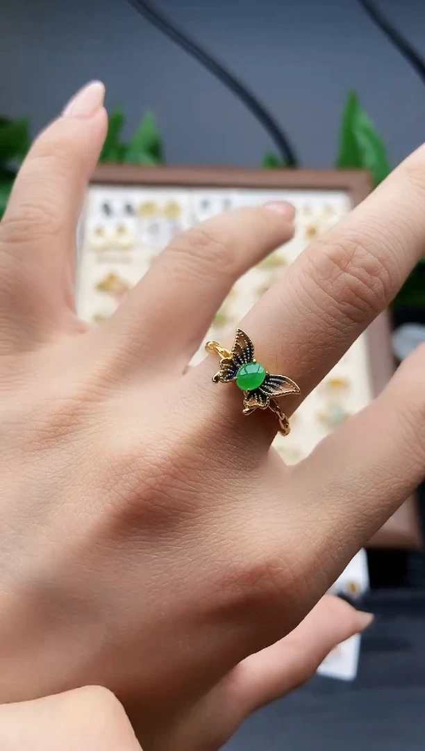 银S925镶嵌戒指翡翠12