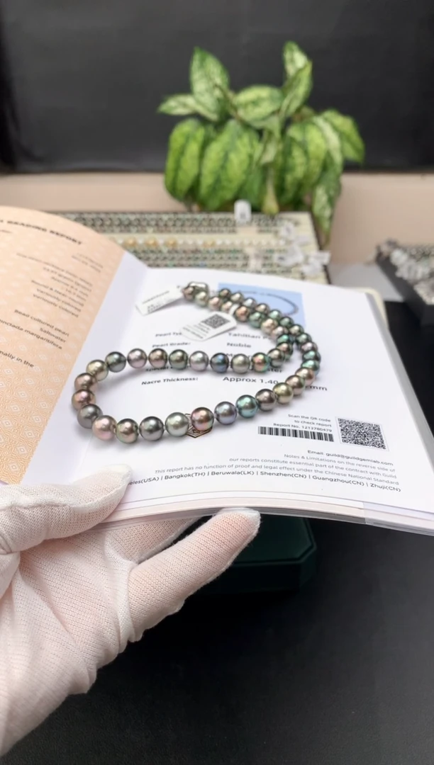 【闪购商品】海水珍珠项链银S925镶嵌 海水大溪地珍珠项链 8-11