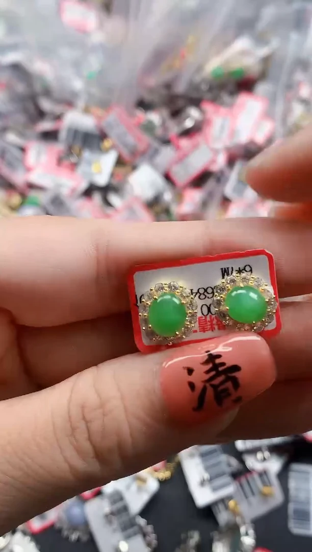 银S925镶嵌戒指翡翠天然A货缅甸翡翠