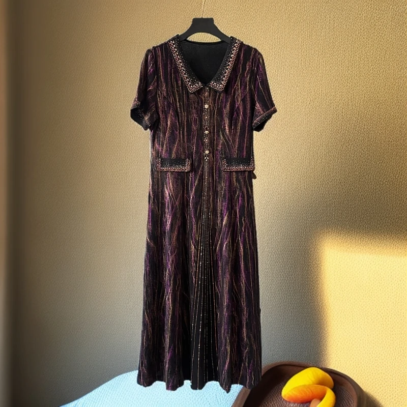 25810设计师新款半袖显瘦百搭名媛气质高贵优雅女装连衣裙洋气