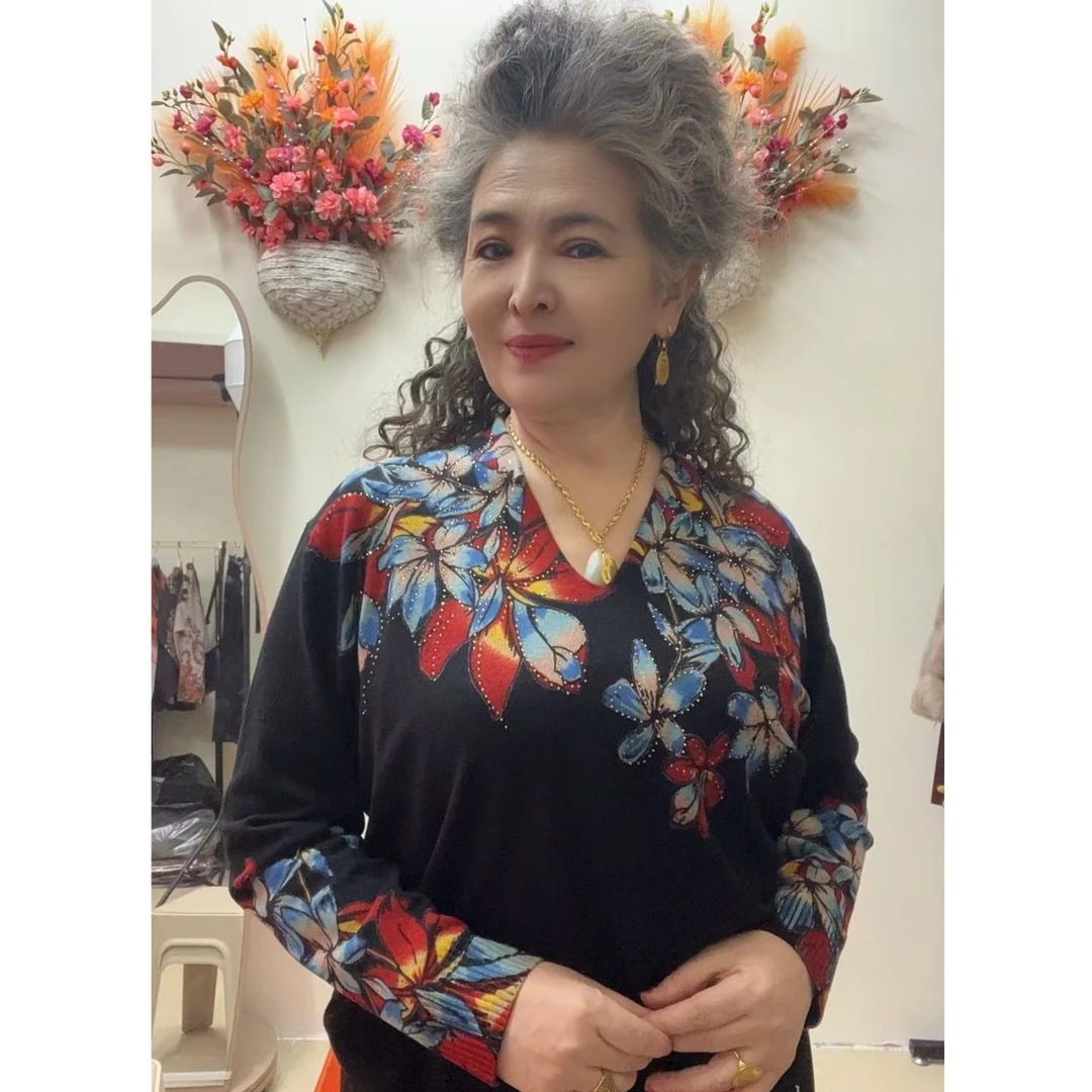 新疆包邮T恤长袖网红时尚复古国风双面印花民族风长袖网红时尚