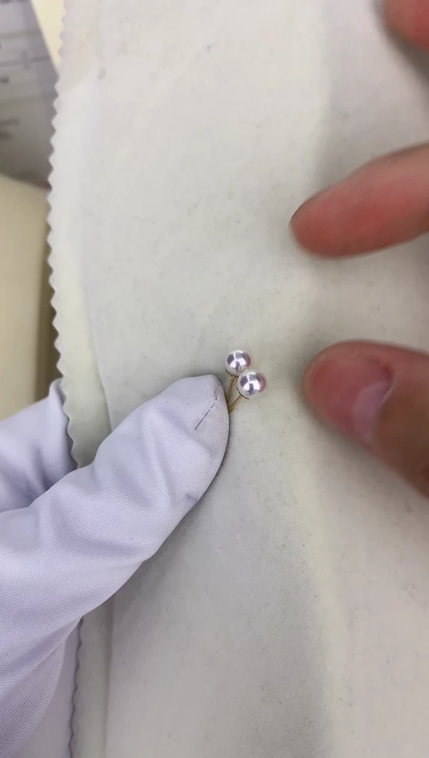 18K金镶嵌DA海水珍珠 耳钉 GD001 5-6