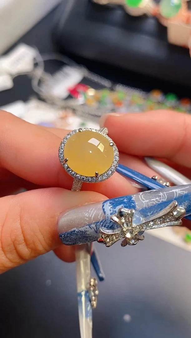 银S925镶嵌戒指翡翠天然