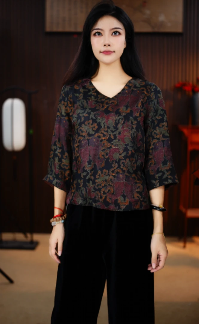 [锦鲤游香]新中式高定云纱锦鲤游香双面双穿上衣外套