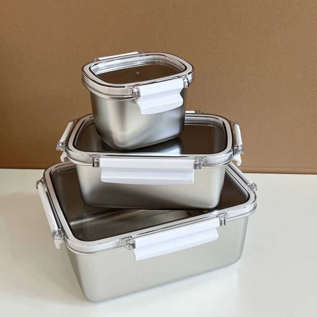 多规格/304不锈钢饭盒可微波炉加热保鲜便当盒冰箱冷藏密封盒日式