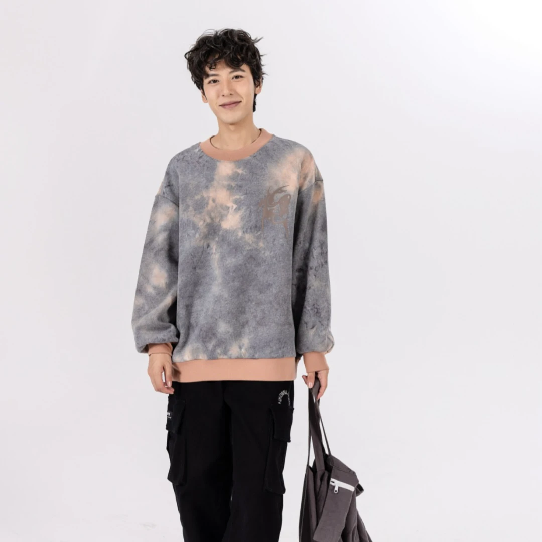 63811高端专享老林家天花板圆领卫衣红色