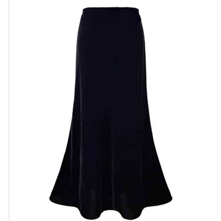 黑色阳光绒半身裙女冬季加绒加厚气质修身中长款包臀裙鱼尾裙