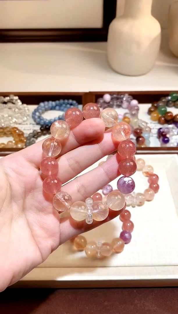 未镶嵌手链水晶胶花红草莓晶diy手串 多样性发一