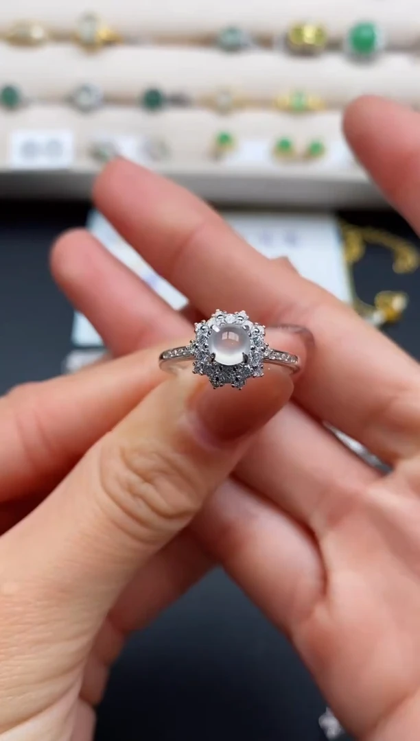 银S925镶嵌戒指翡翠7777777+6