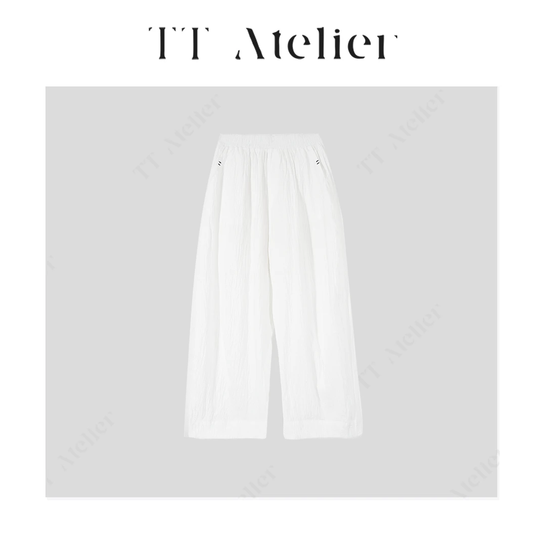 TT设计师【破晓】纯色遮肉休闲松弛百搭阔腿松紧腰夏季长裤TT190398