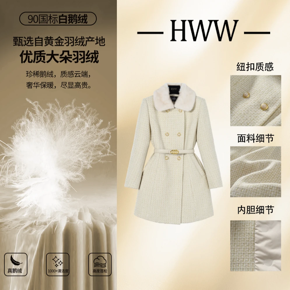 【现货现发】白鹅绒冬季气质时尚设计师羊毛鹅绒服DHZZR407701