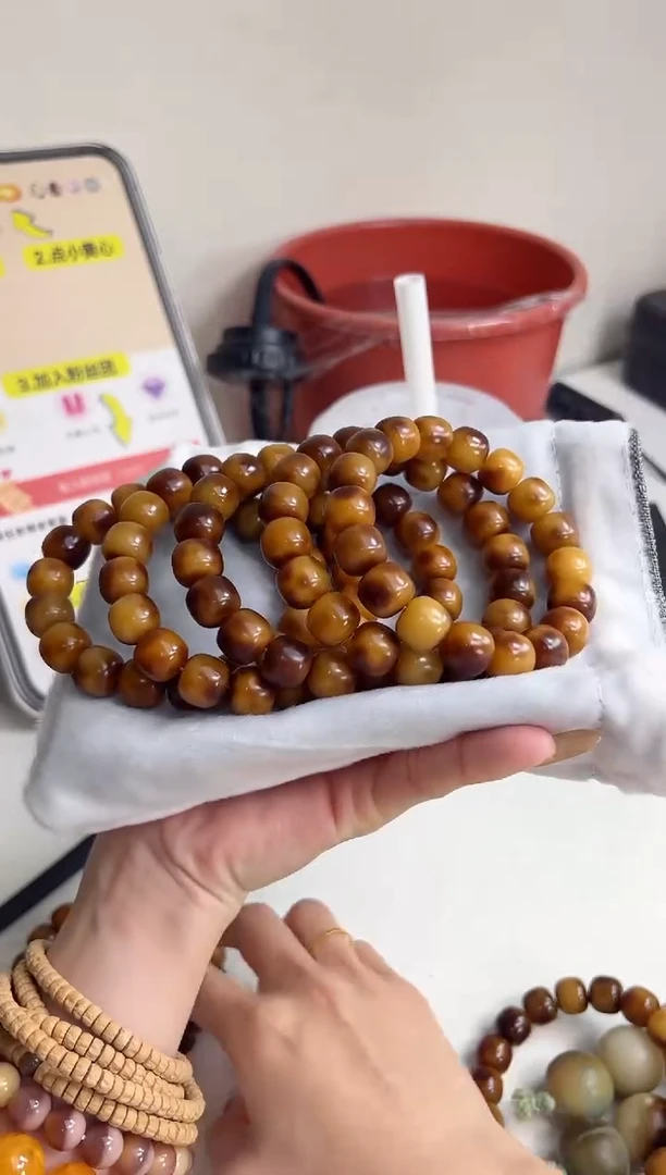 手串菩提根/象牙果沐d82虎皮花生玉化桶珠11*13mm手串