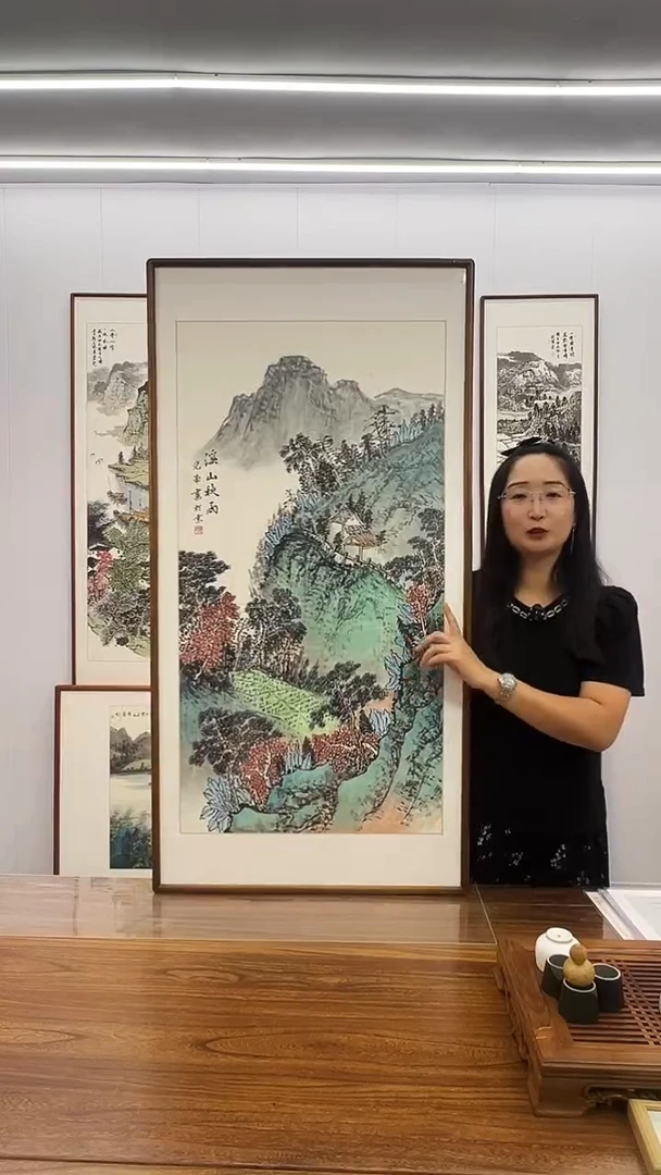 国画张光南 120*60 溪山秋雨  山水