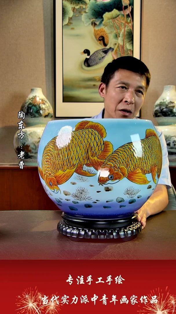 摆件景德镇陶东方艺术作品花瓶摆件瓷板画