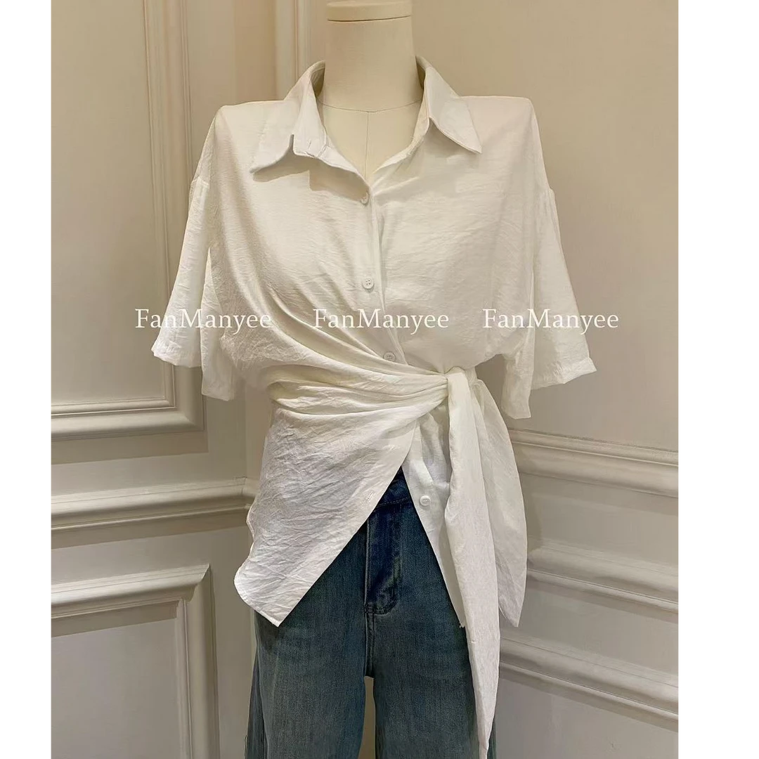 【230-400】TINMAN清款 高级精致韩版设计感百搭短袖上衣小众夏款