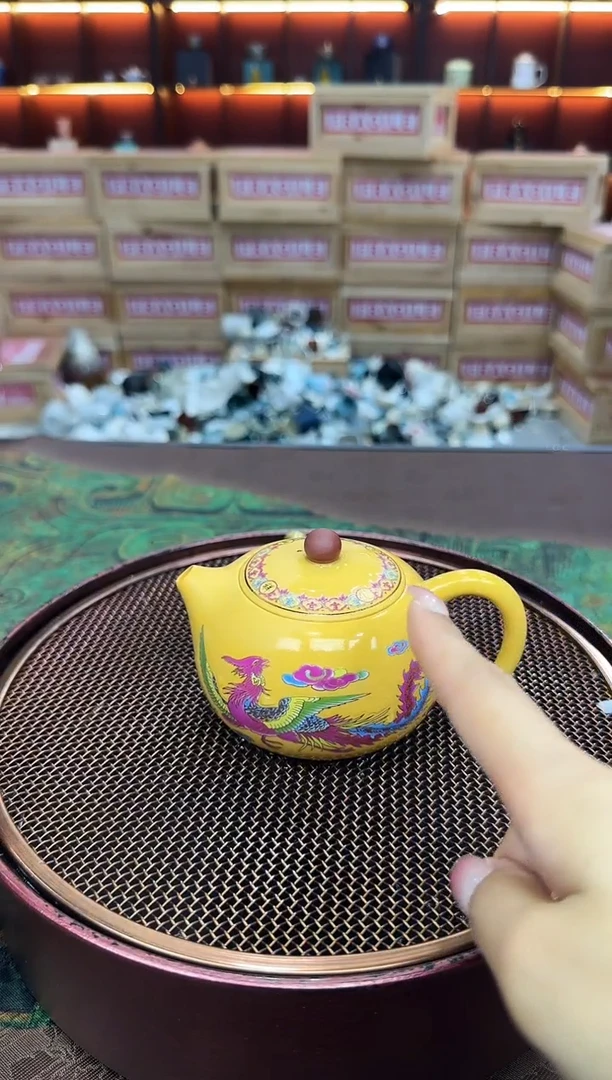 龙凤变色紫砂一壶四杯+茶盘-轻奢实木龙