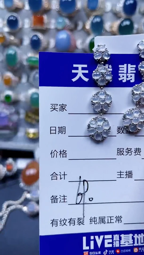 银S925镶嵌翡翠耳饰690