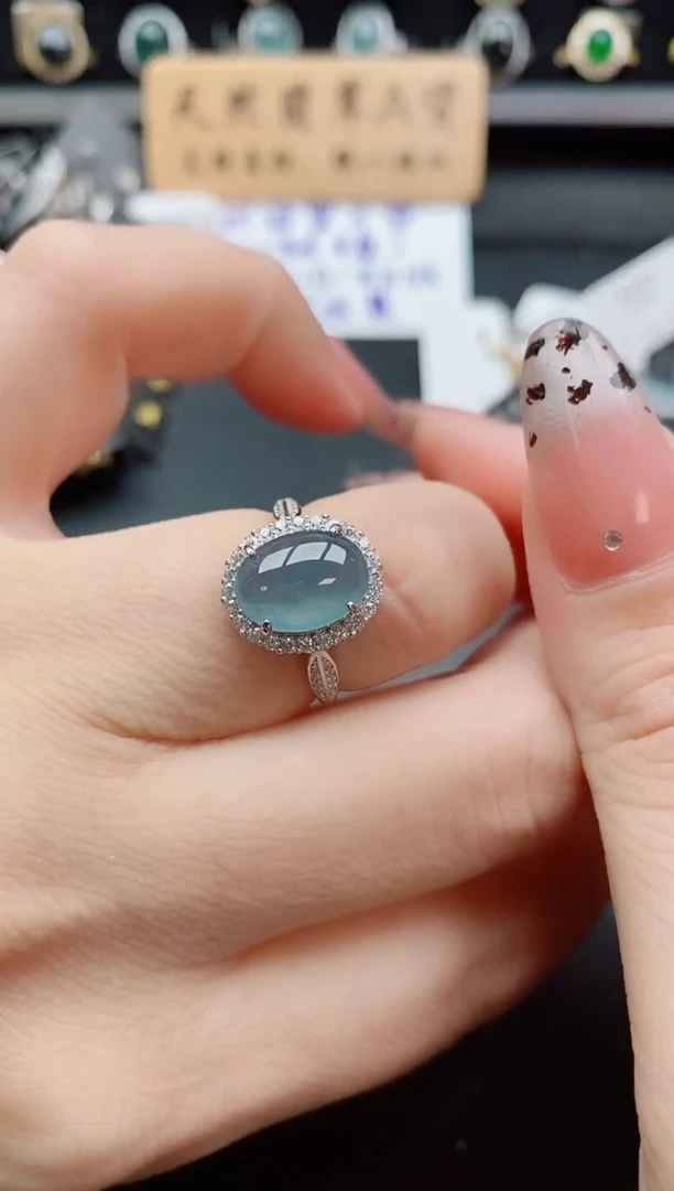 银S925镶嵌戒指翡翠1