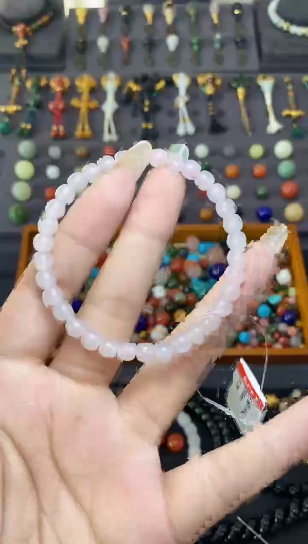 未镶嵌和田玉挂件6mm藕粉老型手串