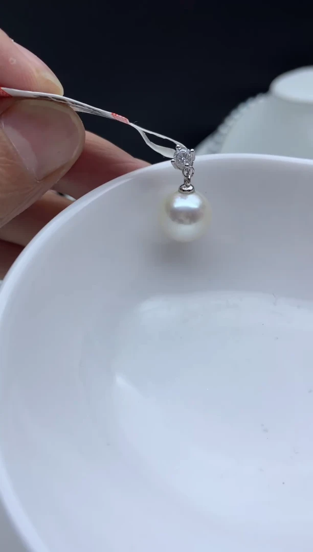 银S925镶嵌FF淡水珍珠白珠吊坠(赠链）