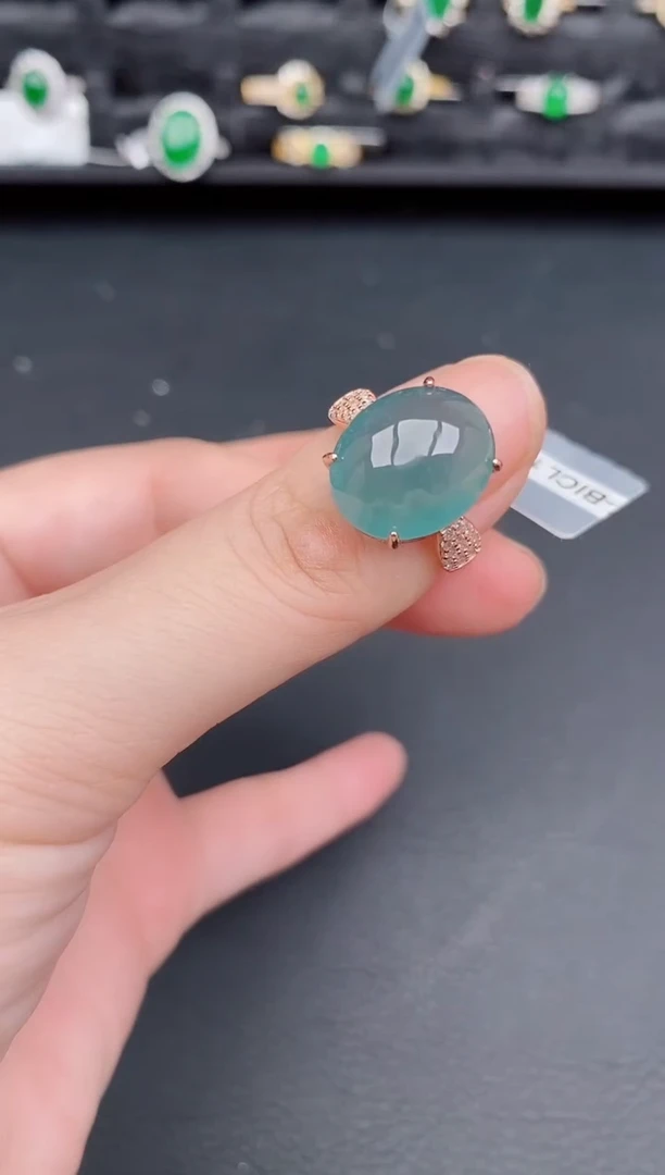 银S925镶嵌戒指翡翠天然a货翡翠208