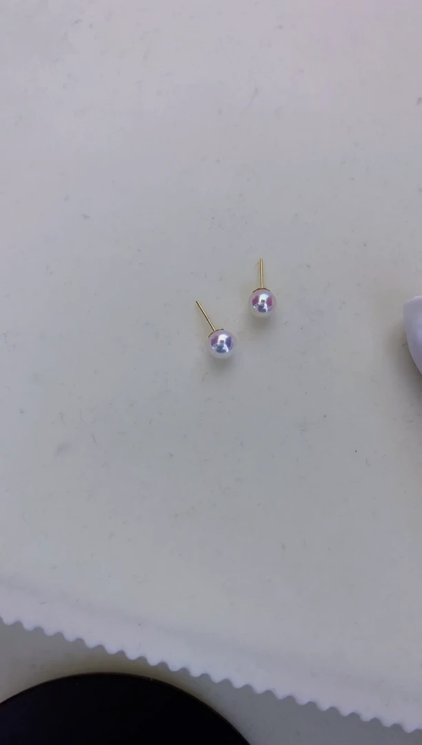 18K金镶嵌海水珍珠饰品5-6素钉定制