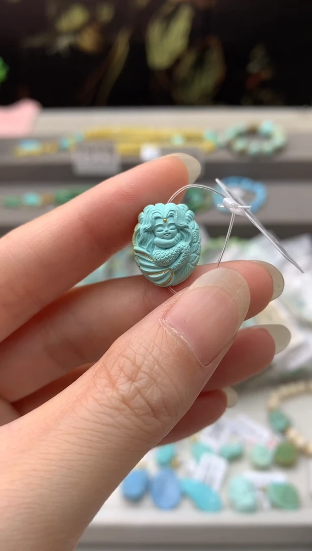 未镶嵌绿松石雕刻木****唐D00