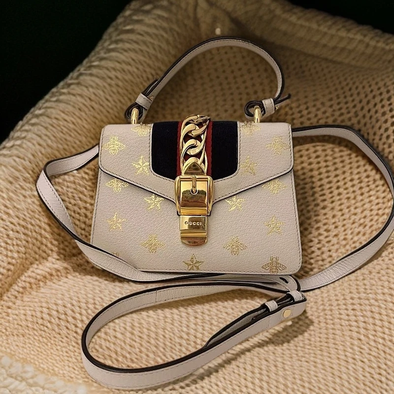 95新 GUCCI/古驰 小蜜蜂塞尔维亚单肩包 1167 7152