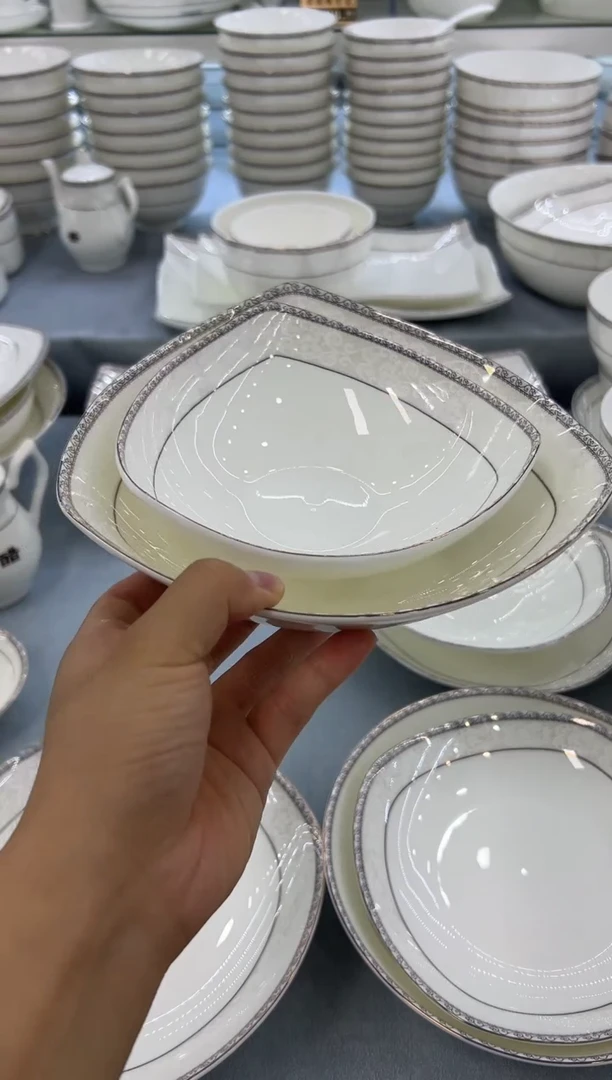 骨瓷玲珑8三角2个6三角2个