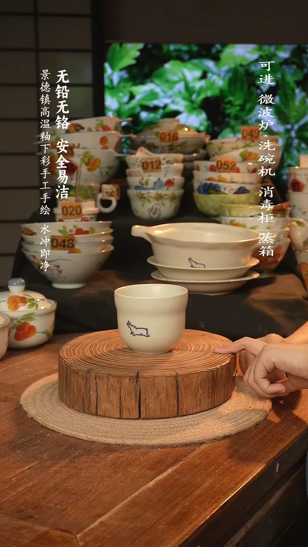 瓷景德镇高温瓷釉下彩手绘陶瓷