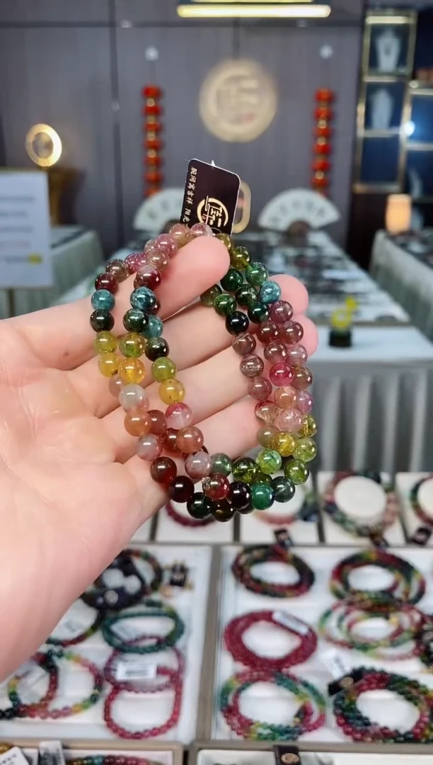 未镶嵌透体老矿碧玺三圈手串6mm+碧玺xion多样性发货一条