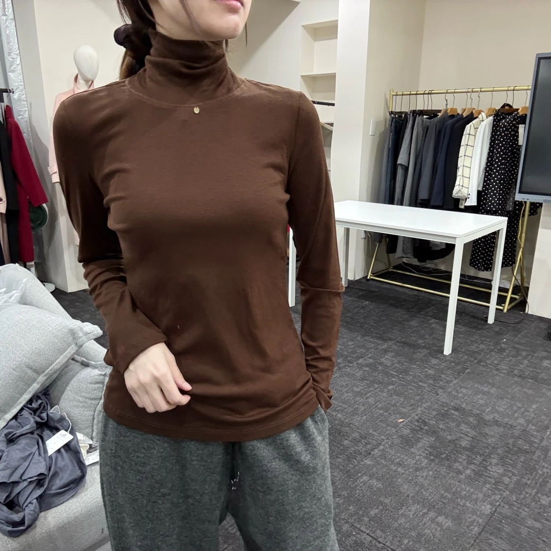 堆堆领半高领螺纹常规款长袖灰色修身时尚休闲纯色秋冬百搭S89683