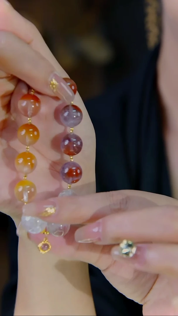 18K金镶嵌手链水晶渐变彩多宝