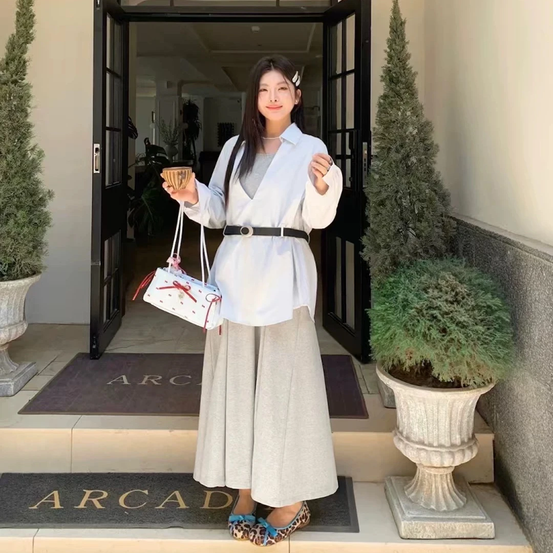 法式宽松V轻熟风时尚套装长袖轻奢设计师气质法式百搭套装二件套