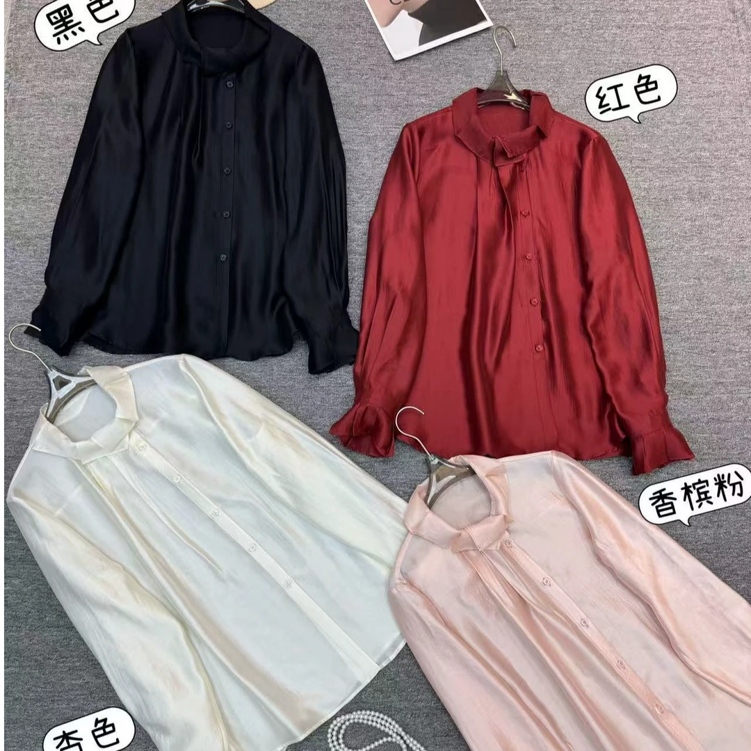 轻奢版本真丝棉花苞衬衣