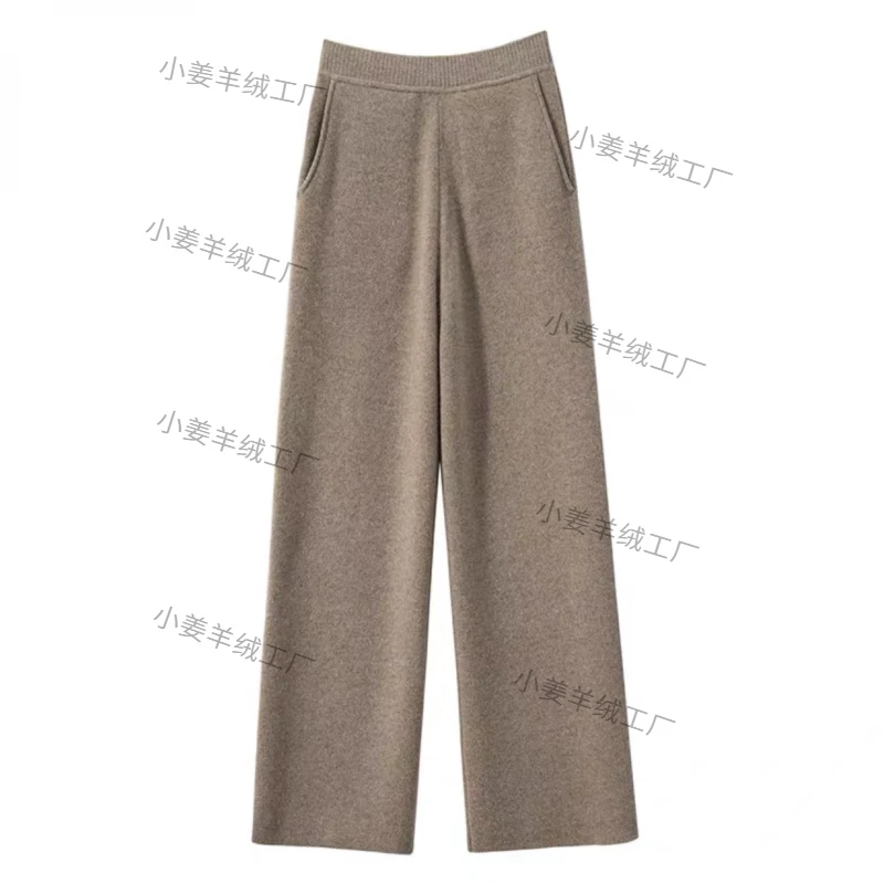 【精品羊绒裤】100纯色山羊绒纯色秋冬爆款羊绒加厚显瘦直筒裤子hw