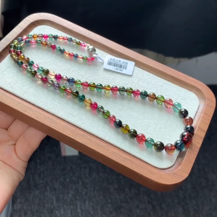 全净收藏天然碧玺巴西老矿糖果塔链项链高档送礼