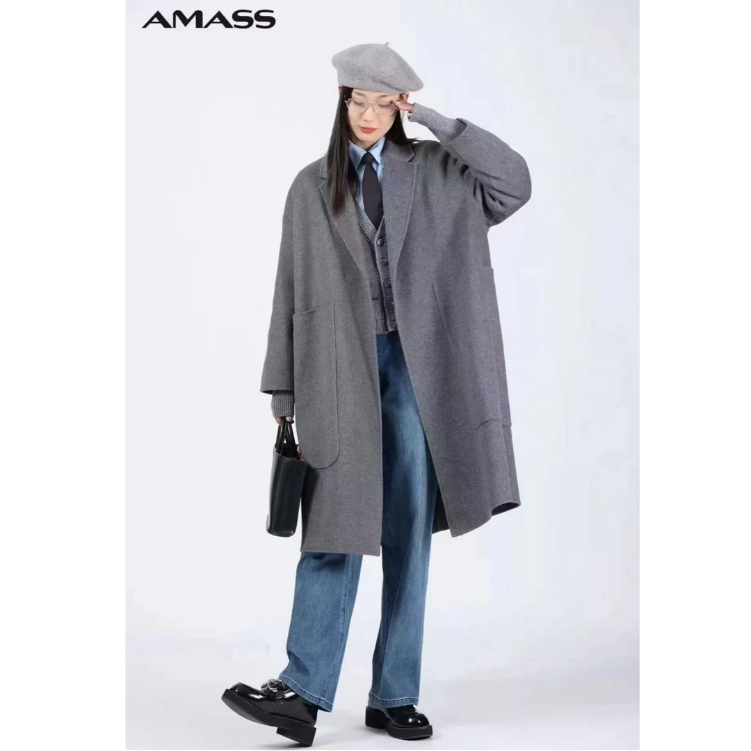 AMASS/阿玛施 多色双面呢大口袋长款大衣外套5400252
