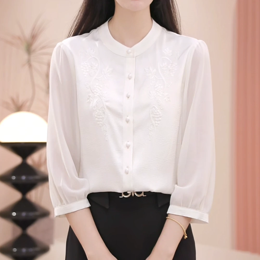 【葡萄藤下】夏季圆领开衫减龄百搭温婉洋气显白女士气质上衣